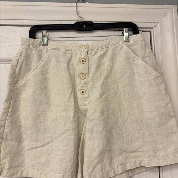 WRAP London Ivory Button High Rise Waist Linen Shorts Size 8. Casual Designer - Picture 4 of 7